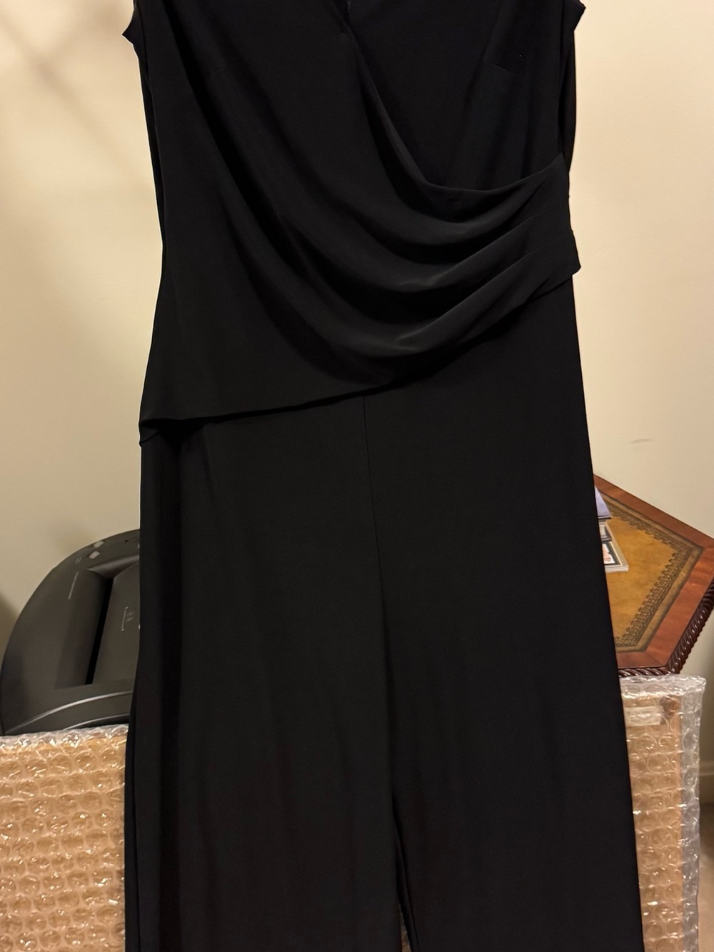 Ralph Lauren Black Wide-Leg Jumpsuit with Draped Bodice